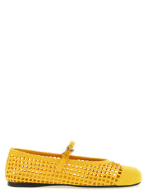 Prada Crochet Cotton Ballet Flats Yellow