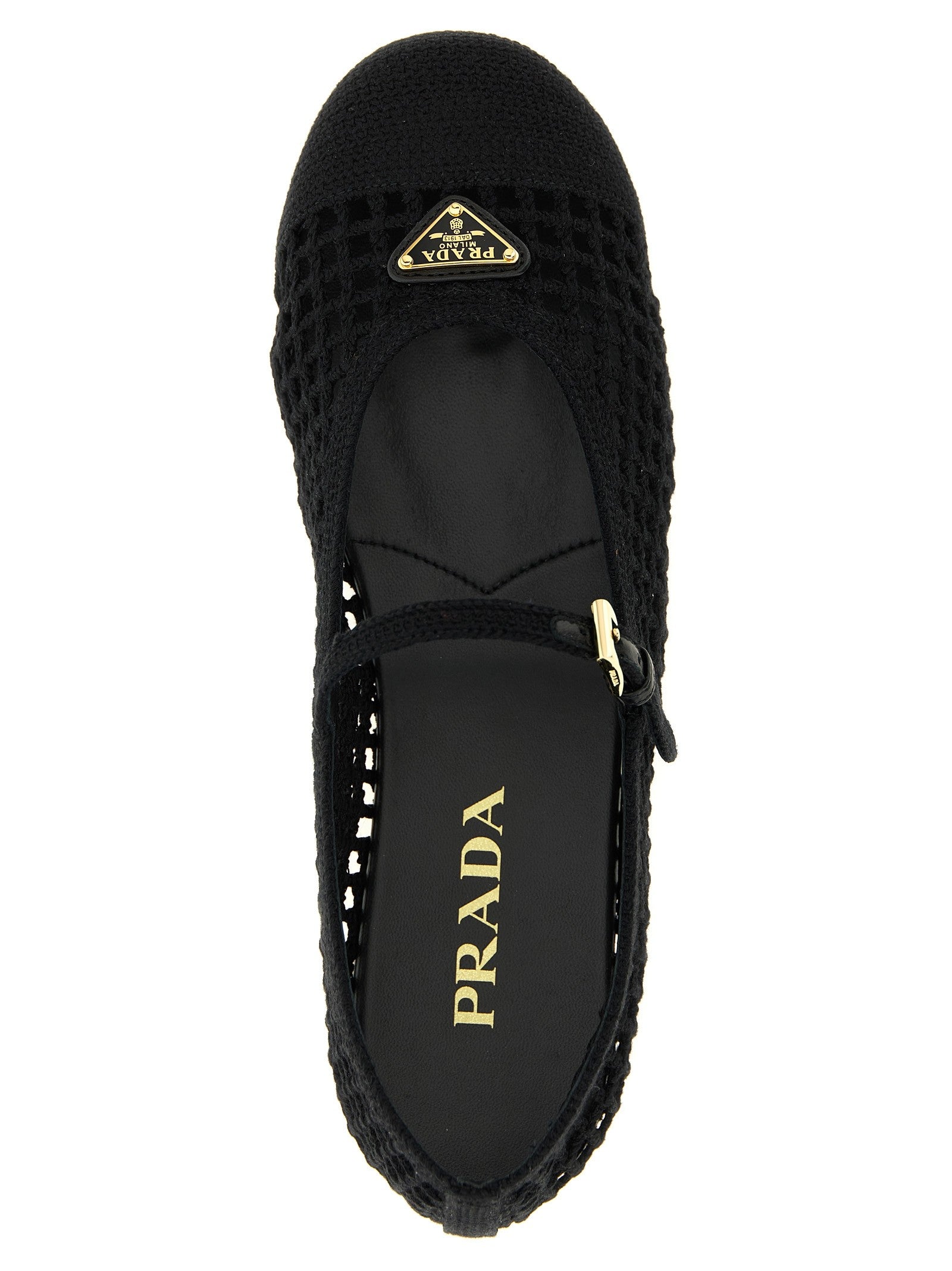 PRADA Crochet Cotton Ballet Flats Black