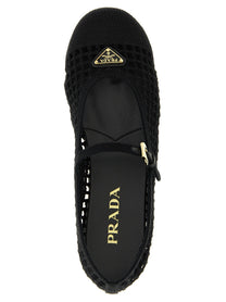 PRADA Crochet Cotton Ballet Flats Black