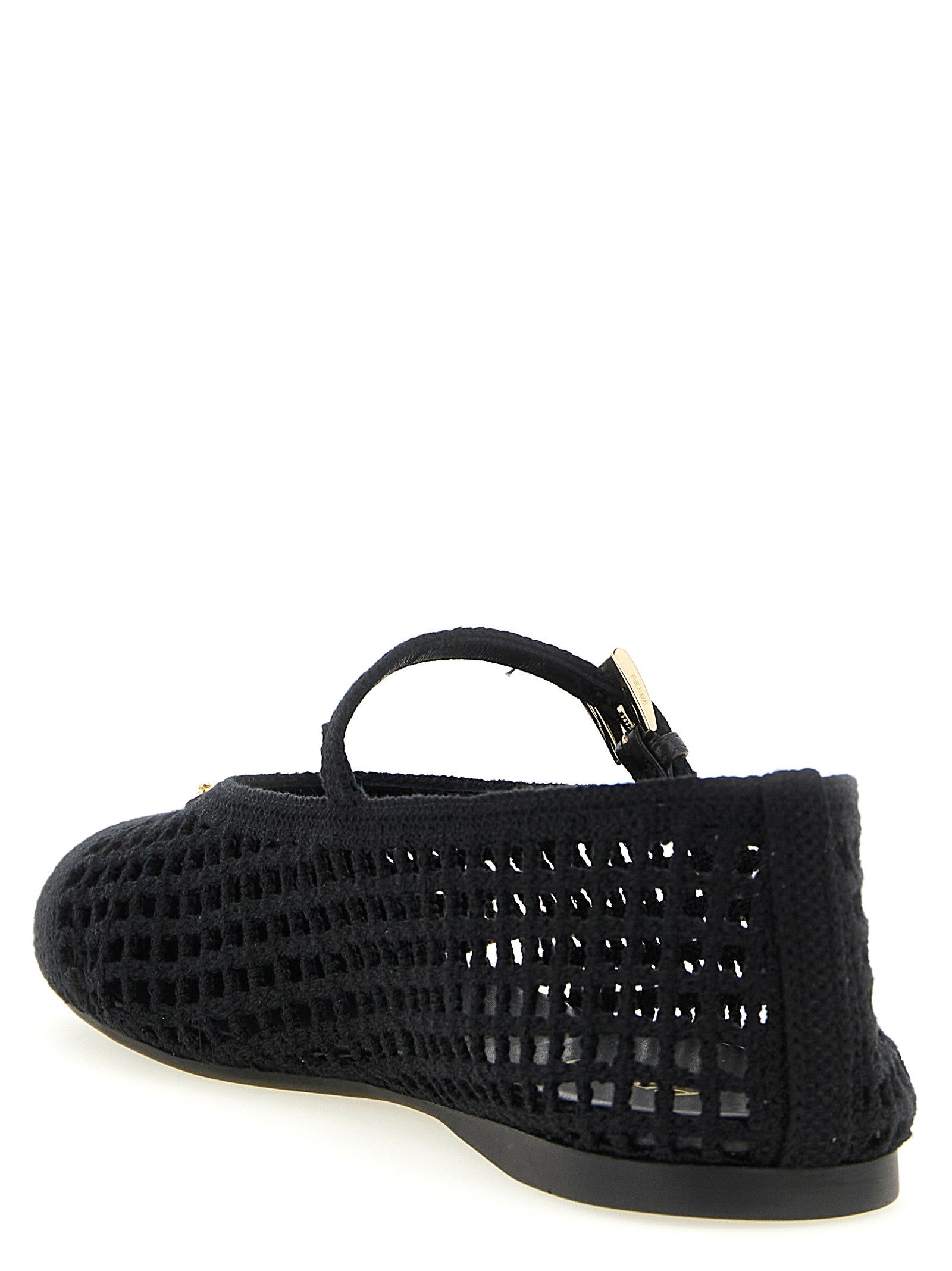 PRADA Crochet Cotton Ballet Flats Black