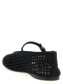 PRADA Crochet Cotton Ballet Flats Black