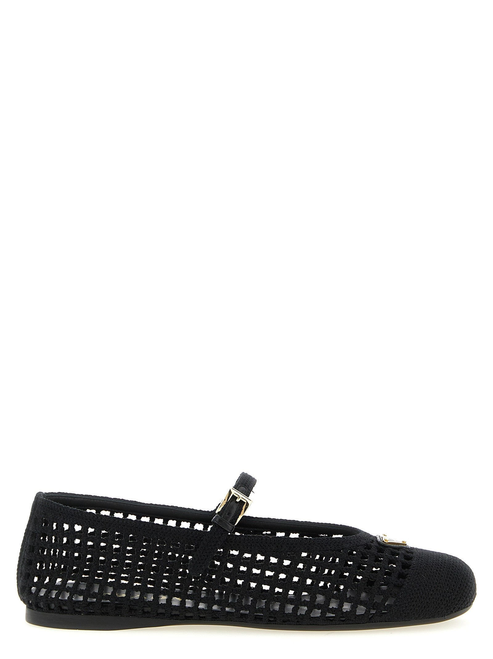PRADA Crochet Cotton Ballet Flats Black