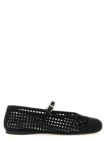 PRADA Crochet Cotton Ballet Flats Black