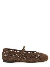 PRADA Crochet Cotton Ballet Flats Brown