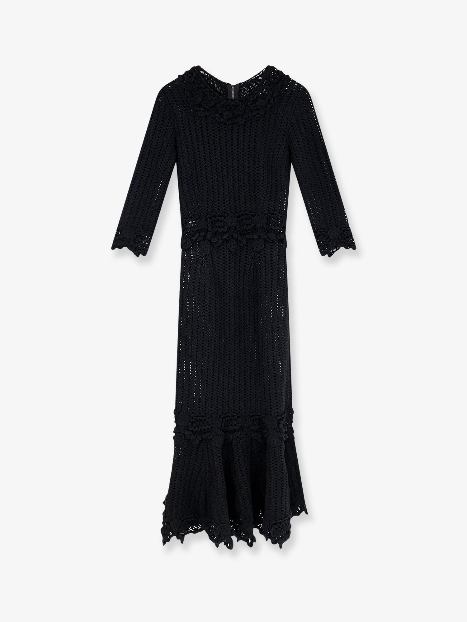 Dolce &amp; Gabbana Women's Crochet Fabric Long Dress Black