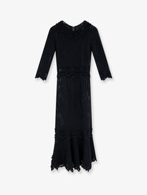 Dolce &amp; Gabbana Women's Crochet Fabric Long Dress Black