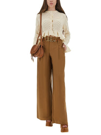 Chloé Women's Crochet Knit Cardigan White, view 2
