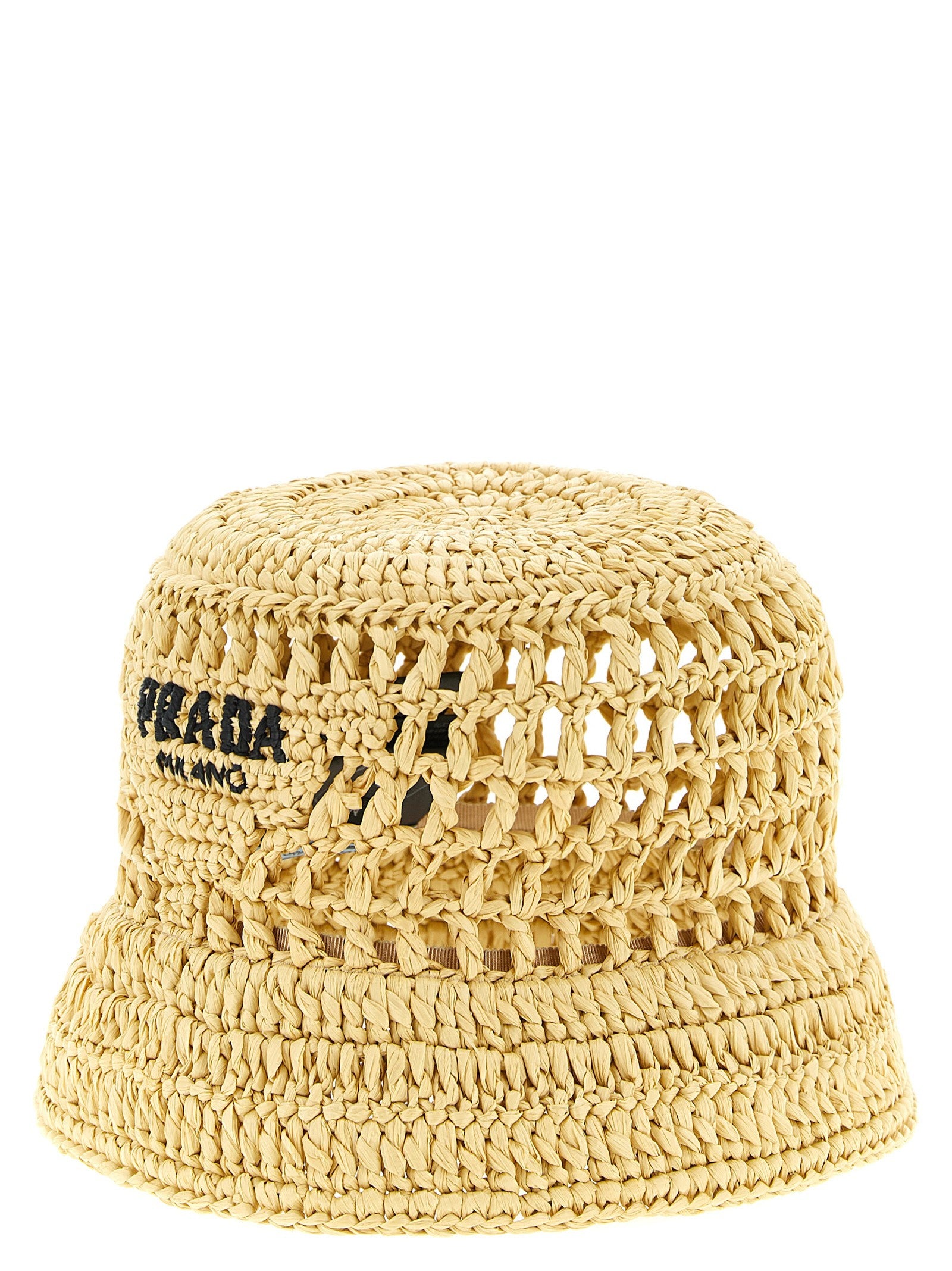 Prada Crochet Bucket Hat Beige