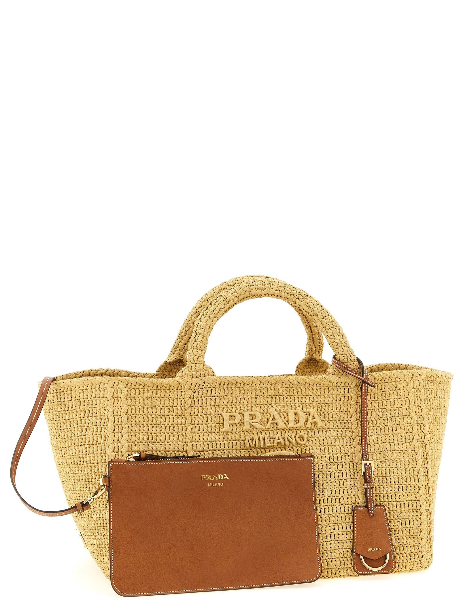 PRADA Crochet Shopping Bag Beige