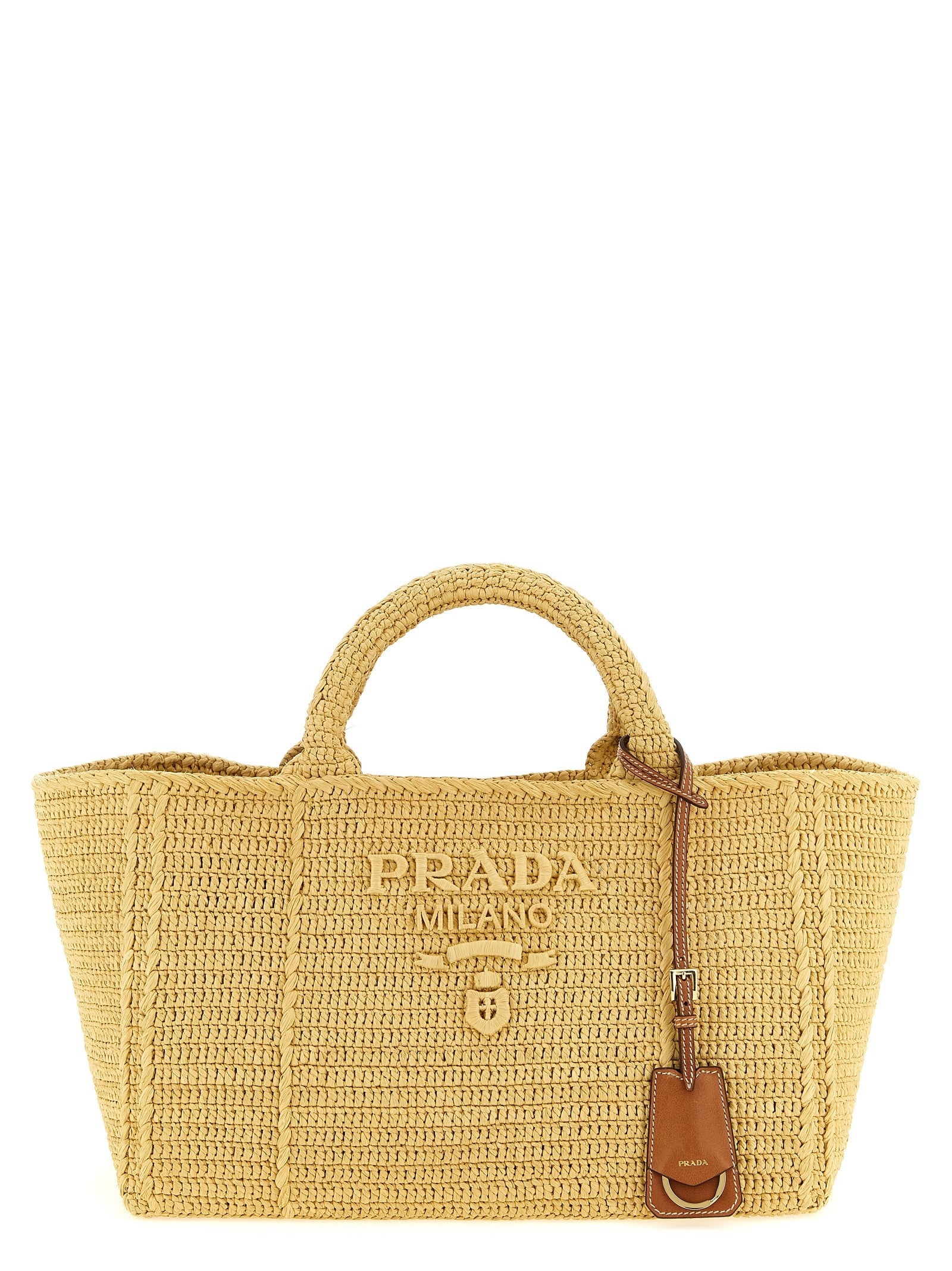 PRADA Crochet Shopping Bag Beige