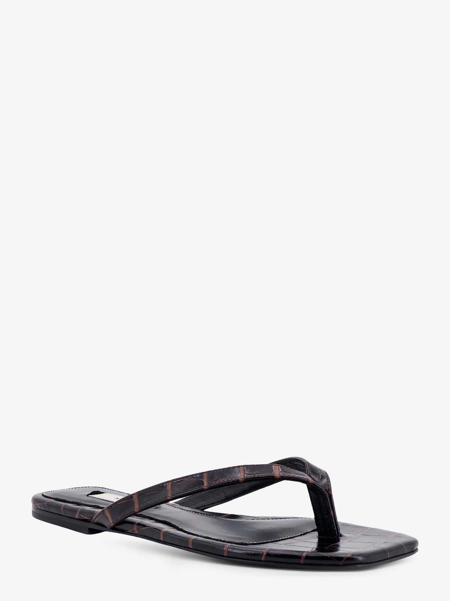 Toteme Women's Croco Embossed Leather Sandals Brown