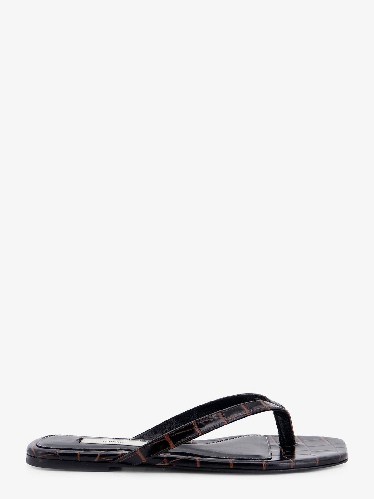 Toteme Women's Croco Embossed Leather Sandals Brown