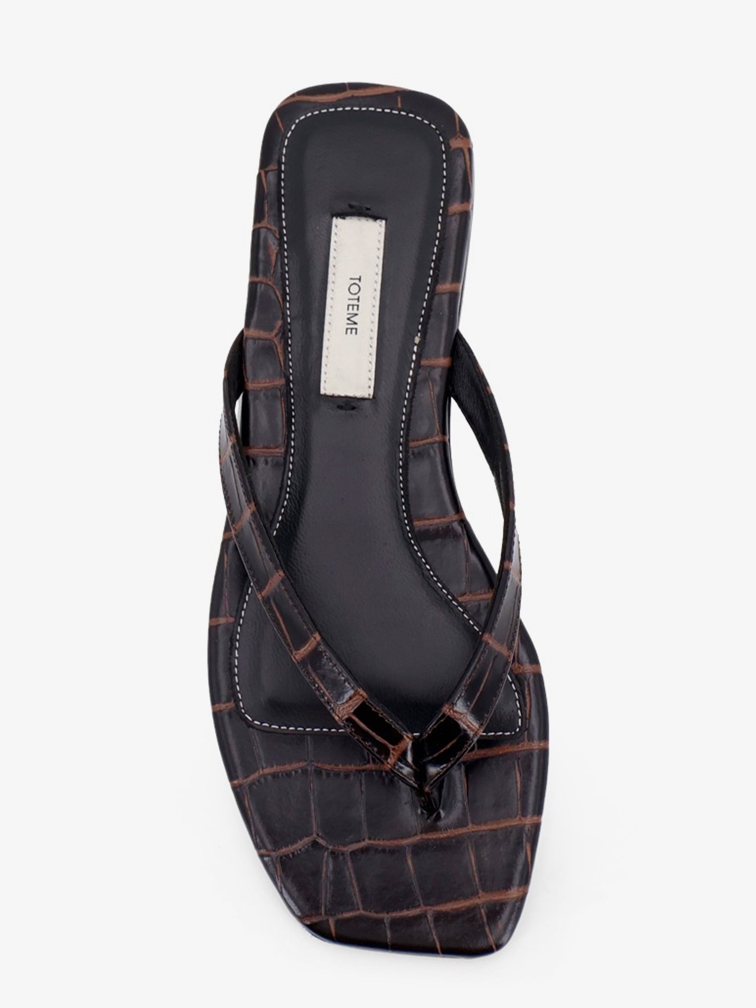 Toteme Women's Croco Embossed Leather Sandals Brown