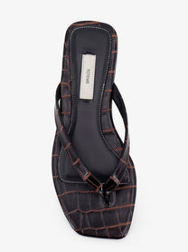 Toteme Women's Croco Embossed Leather Sandals Brown