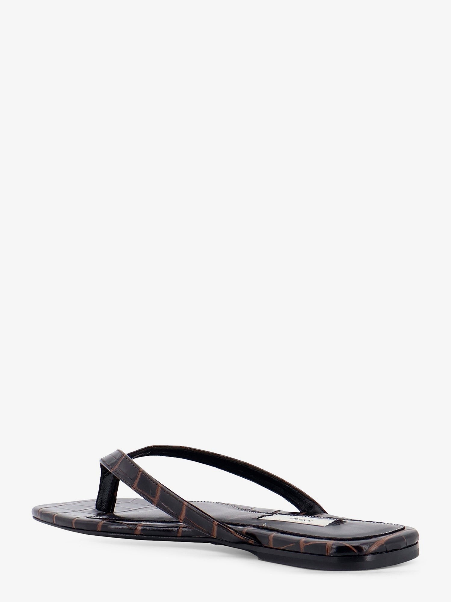 Toteme Women's Croco Embossed Leather Sandals Brown
