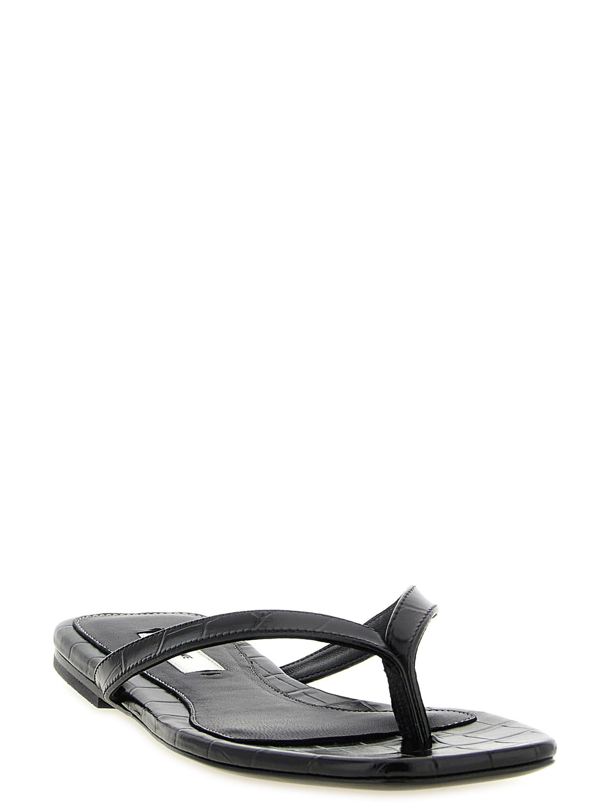 Toteme Croco Embossed Slides Black, view 2