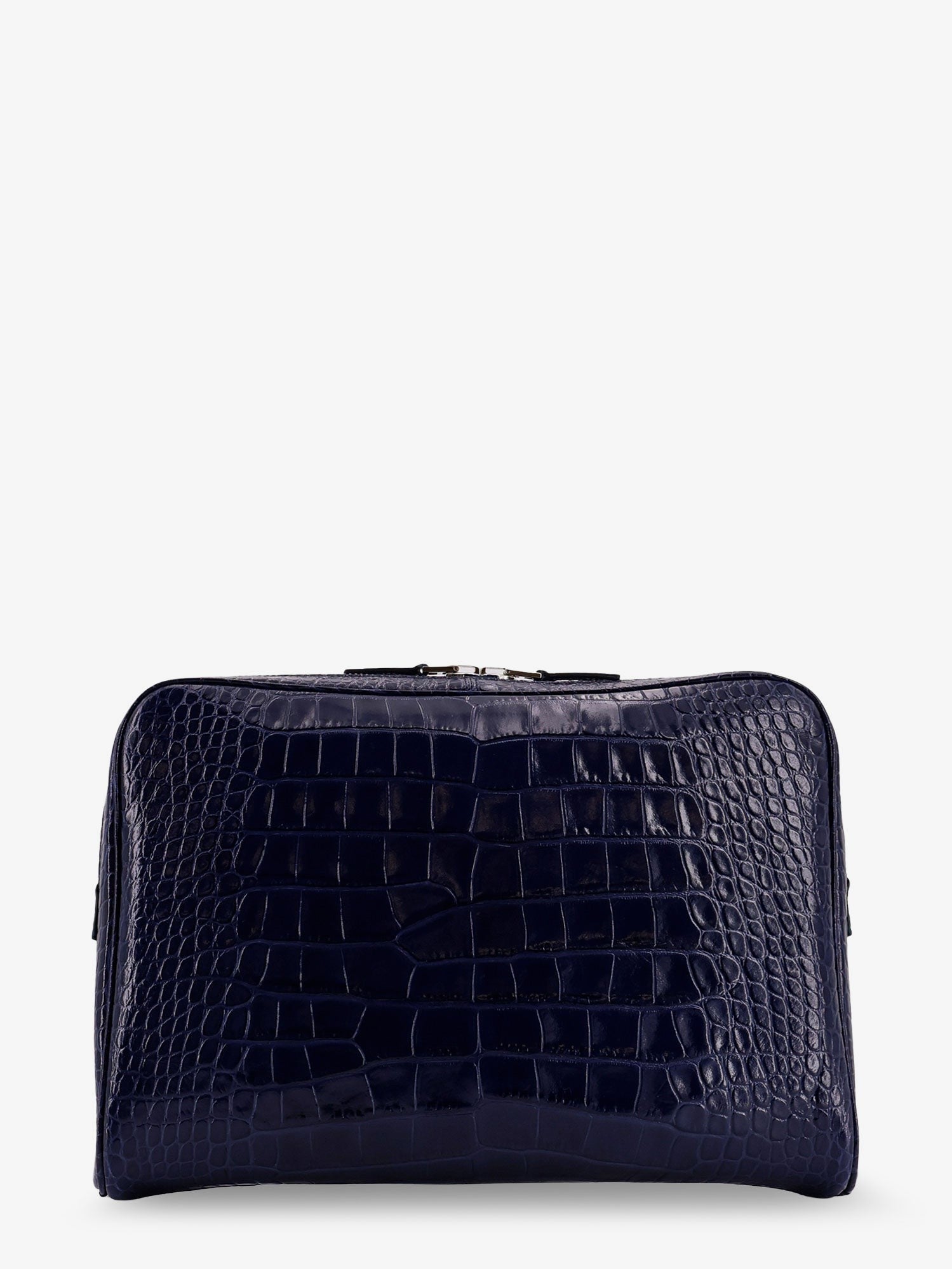 Tom Ford Men's Croco Print Leather Laptop Pouch Blue