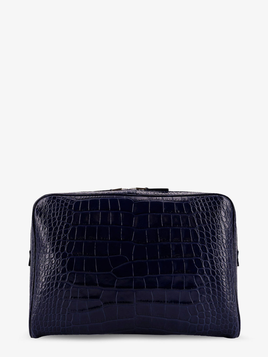 Tom Ford Men's Croco Print Leather Laptop Pouch Blue