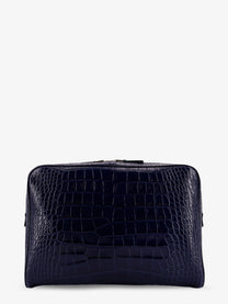 Tom Ford Men's Croco Print Leather Laptop Pouch Blue