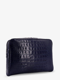 Tom Ford Men's Croco Print Leather Laptop Pouch Blue