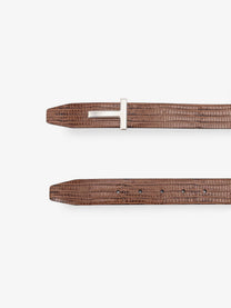 Tom Ford Men's Crocodile Effect Leather Belt Beige