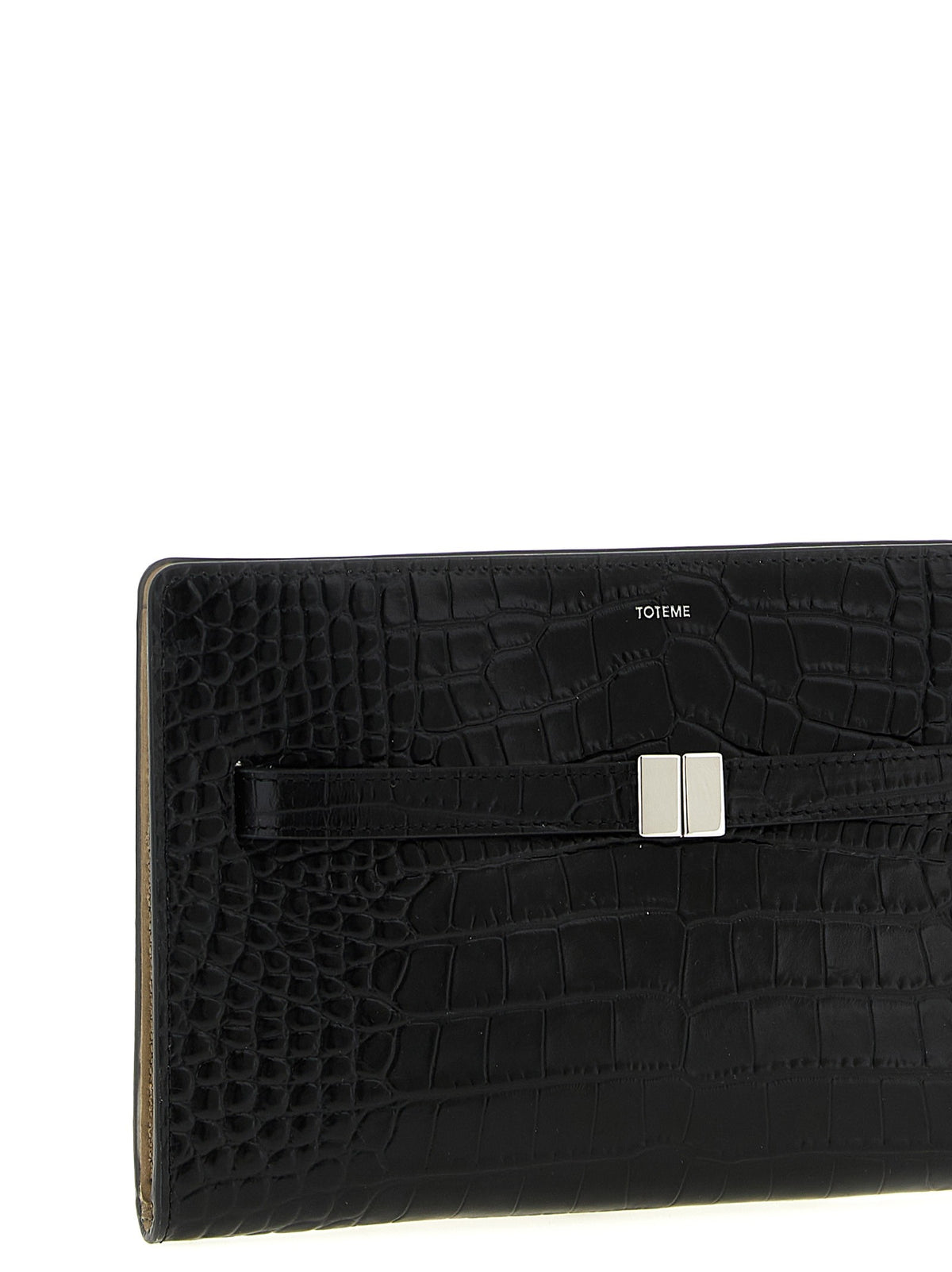 Toteme Crocodile Print Leather Crossbody Bag Black, view 3