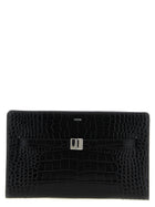 Toteme Crocodile Print Leather Crossbody Bag Black