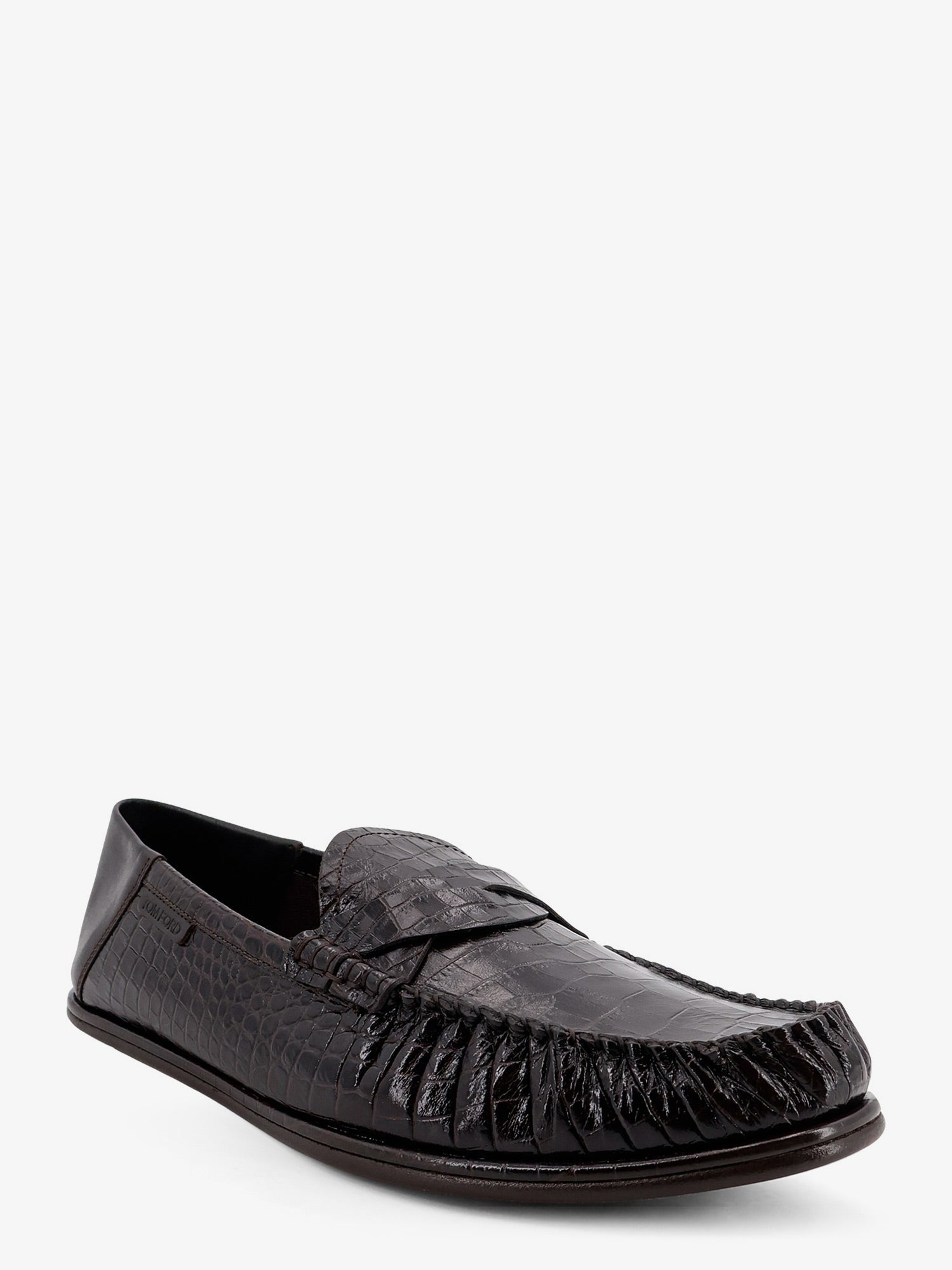 Tom Ford Men's Crocodile Print Leather Loafers Brown