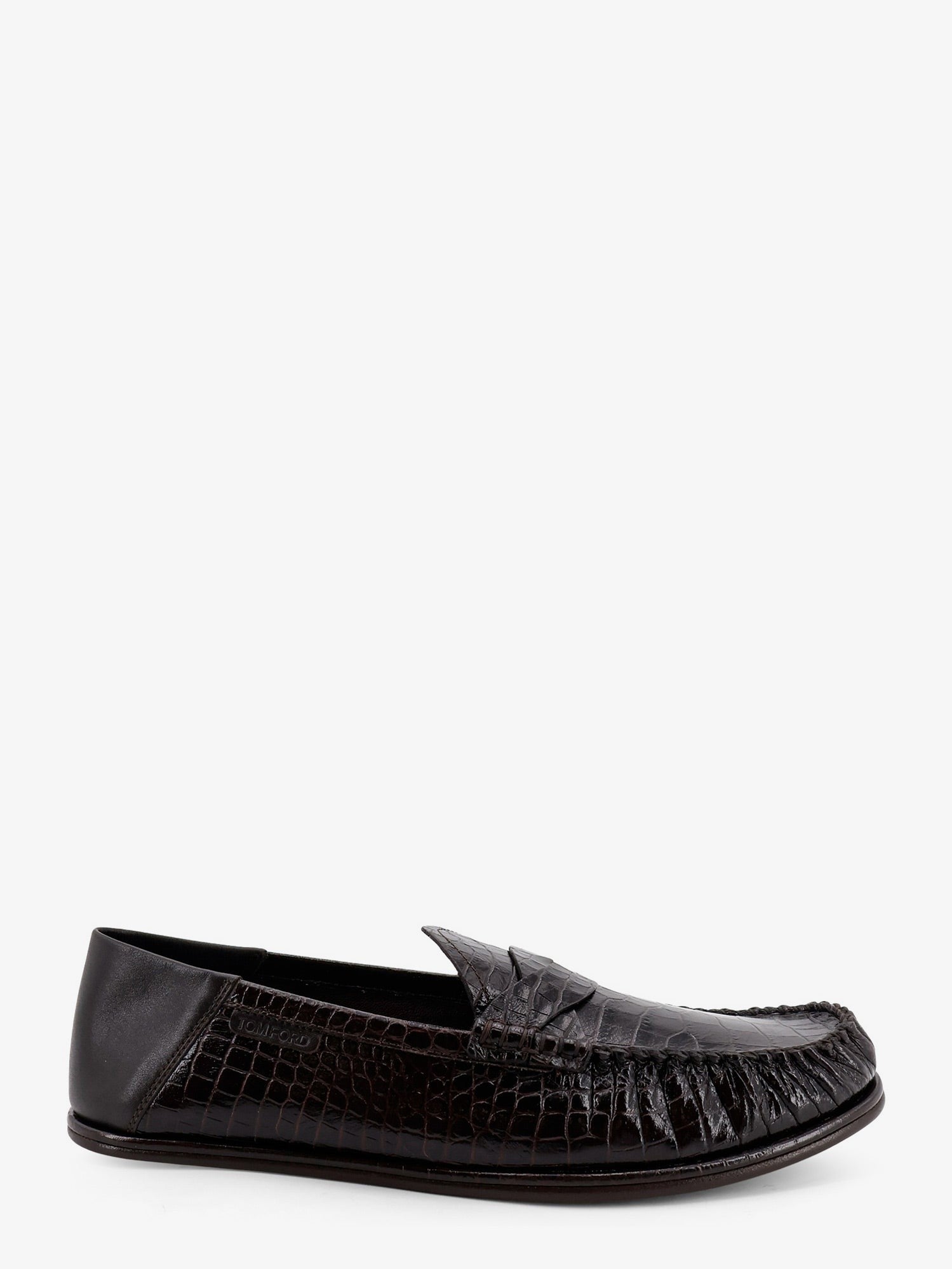 Tom Ford Men's Crocodile Print Leather Loafers Brown