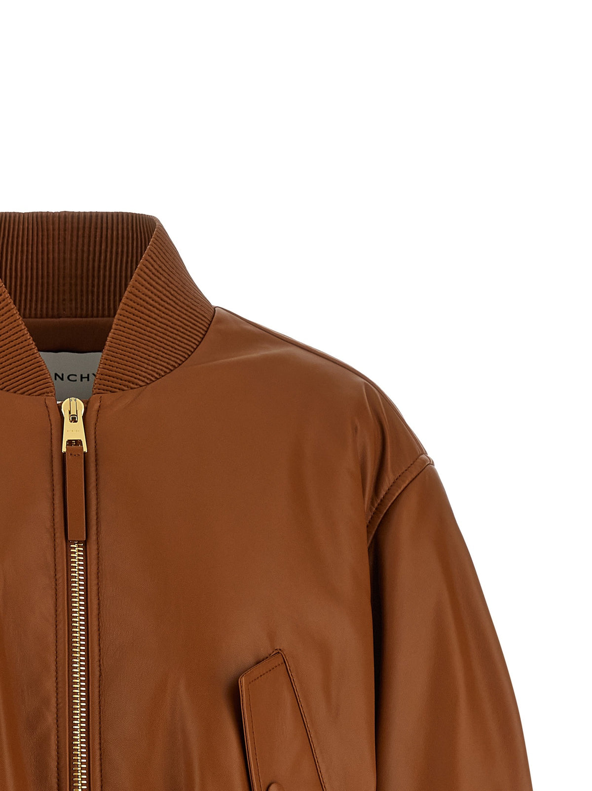 Givenchy Cropped Bomber Jacket Brown, view 3