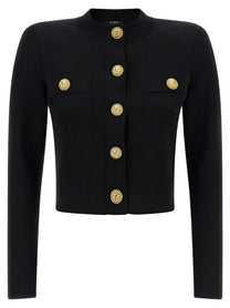 Balmain Cropped Cardigan Black