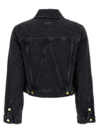 Ganni Cropped Denim Jacket Black, view 2