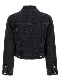Ganni Cropped Denim Jacket Black, view 2