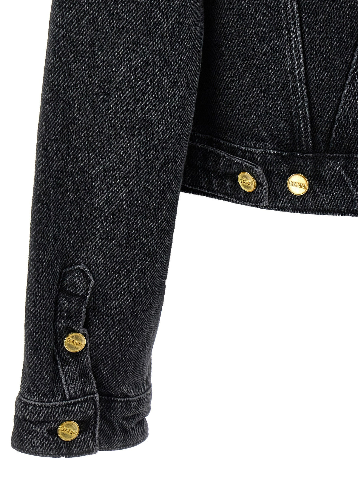 Ganni Cropped Denim Jacket Black, view 4