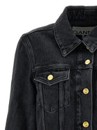 Ganni Cropped Denim Jacket Black, view 3