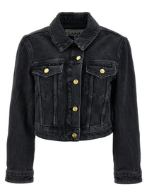 Ganni Cropped Denim Jacket Black