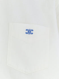 Celine Women's Cropped Denim Shirt White
