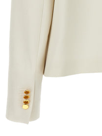 Kiton Cropped Double Breasted Jacket White