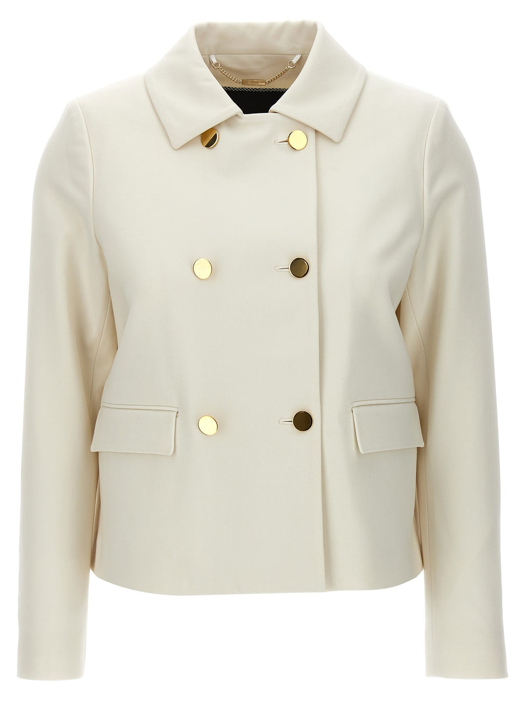 Kiton Cropped Double Breasted Jacket White