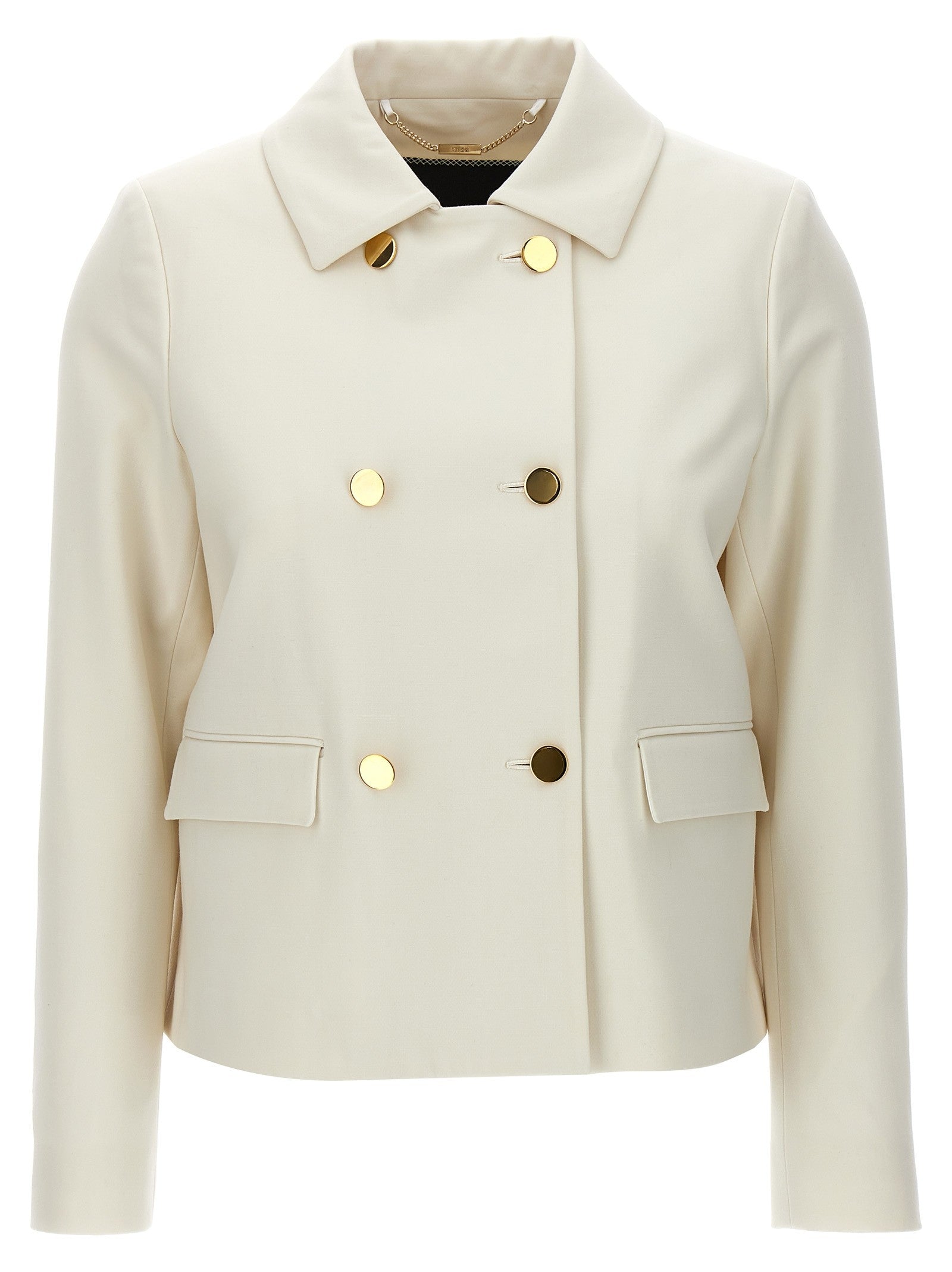 Kiton Cropped Double Breasted Jacket White