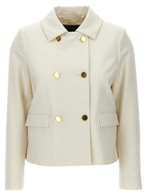 Kiton Cropped Double Breasted Jacket White