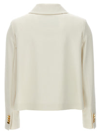 Kiton Cropped Double Breasted Jacket White