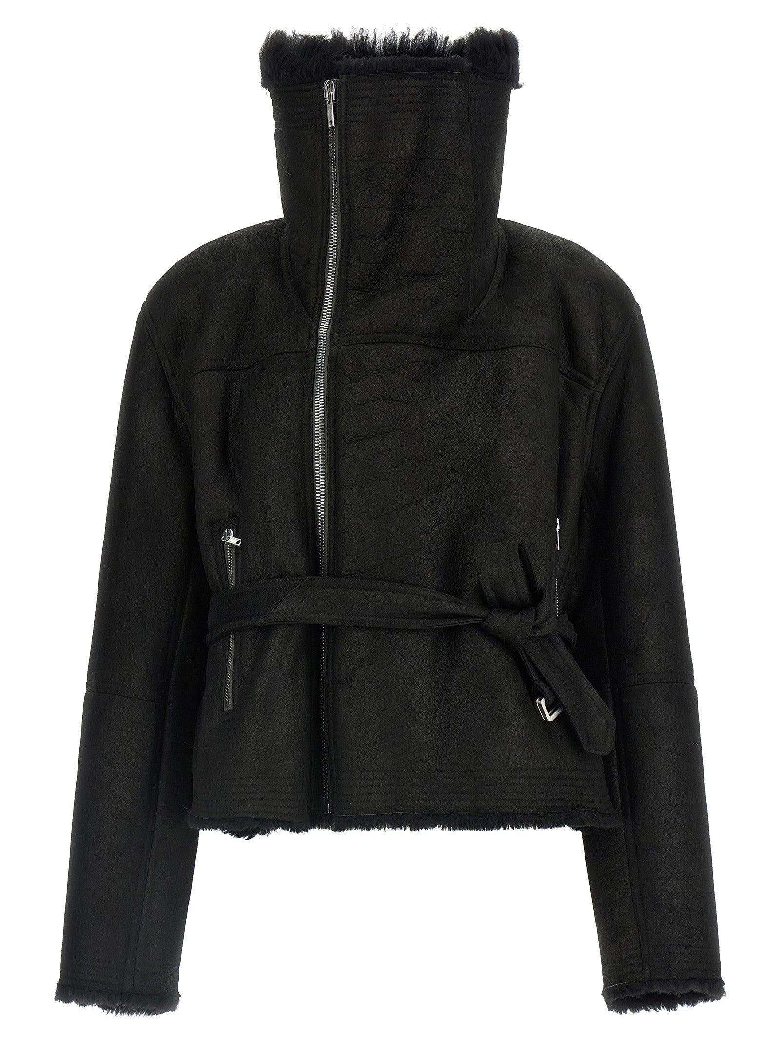 Rick Owens Cropped Flight Jacket Black