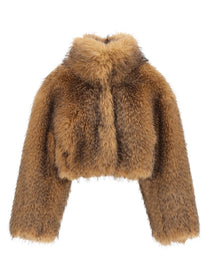 ROTATE Birger Christensen Cropped Fur Beige