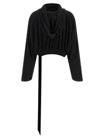 DRKSHDW Cropped Hooded Top Long Sleeve Sweater Black