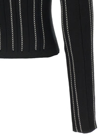 Elisabetta Franchi Cropped Knit Cardigan Black, view 4