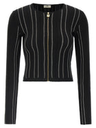 Elisabetta Franchi Cropped Knit Cardigan Black