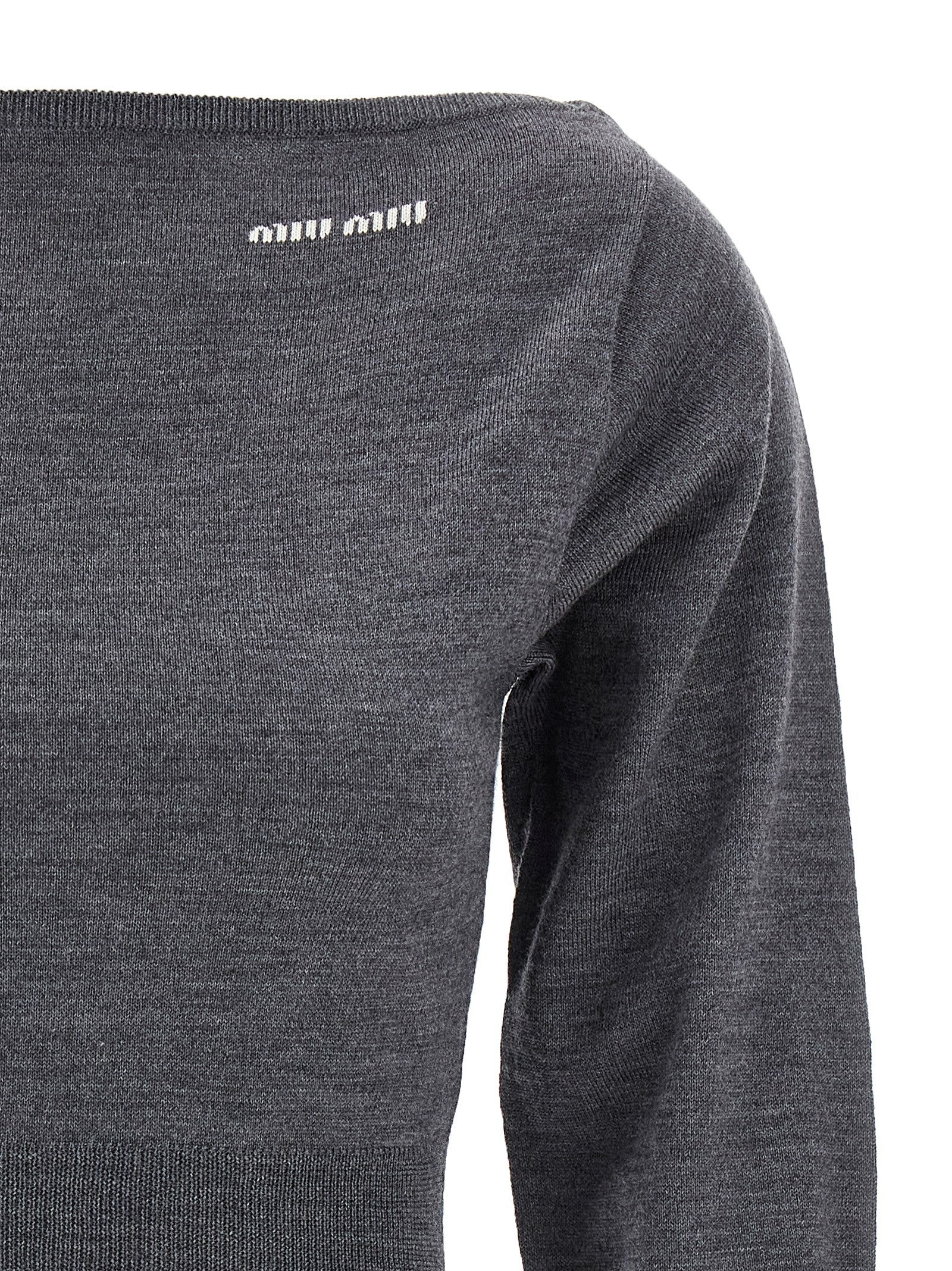 Miu Miu Cropped Knit Top Grey