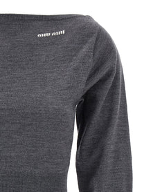 Miu Miu Cropped Knit Top Grey