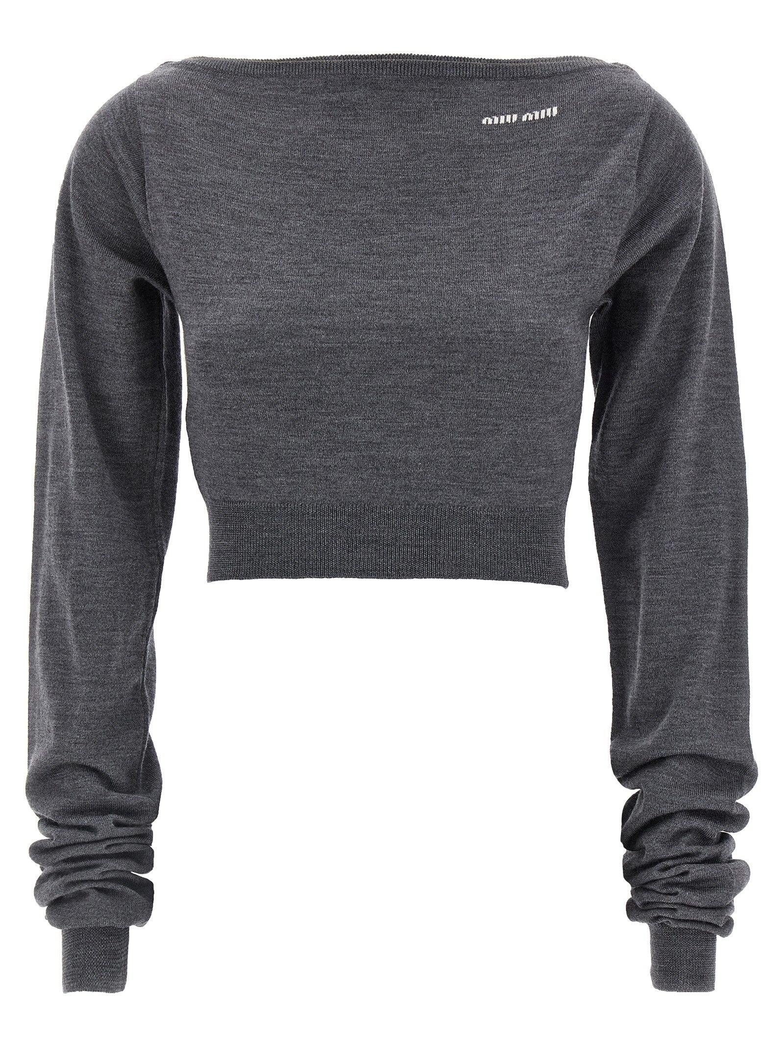 Miu Miu Cropped Knit Top Grey